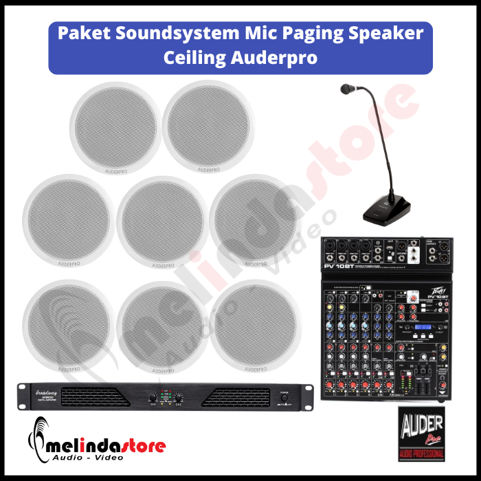 Paket Soundsystem Mic Paging Speaker Ceiling Auderpro - 8 Speaker